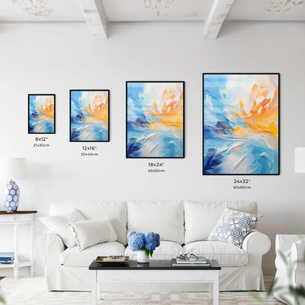 Abstract Oil Painting With Predominant Blues - Kitchen Hangings