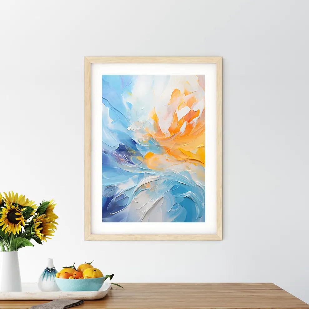 Abstract Oil Painting With Predominant Blues Framed Print
