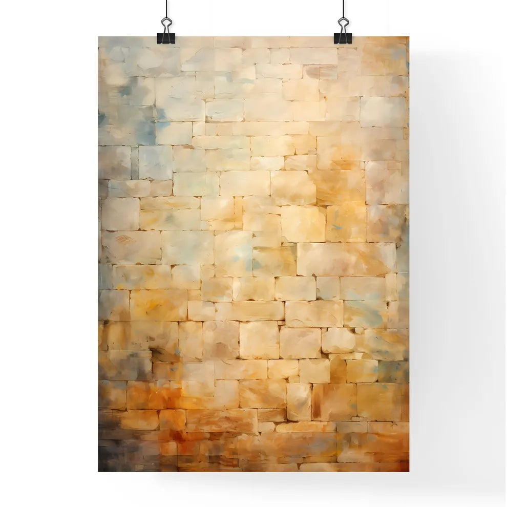 Aged Masonry Texture Wall Grunge Old Architecture - A Wall Of Bricks With A Light Spot On The Side Poster