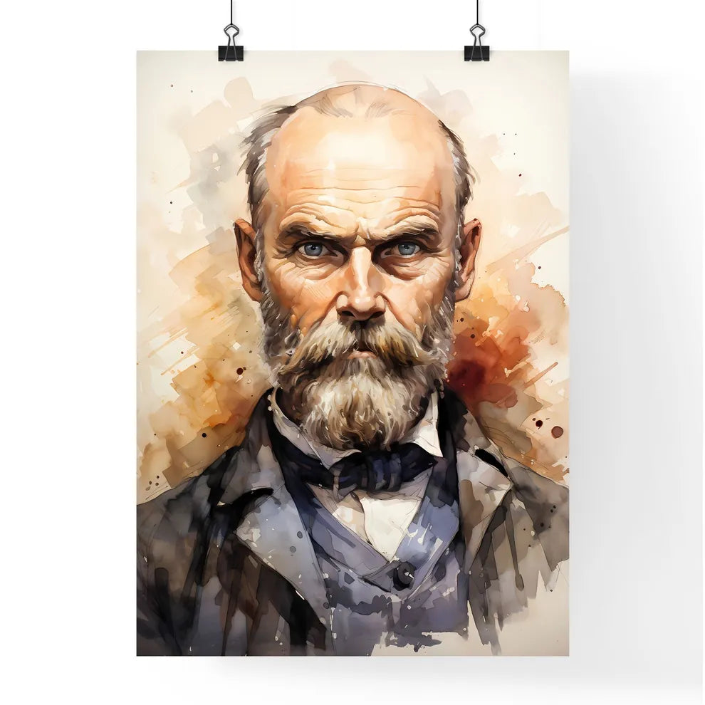 Alfred Nobel Watercolour Sketch Portrait - A Poster