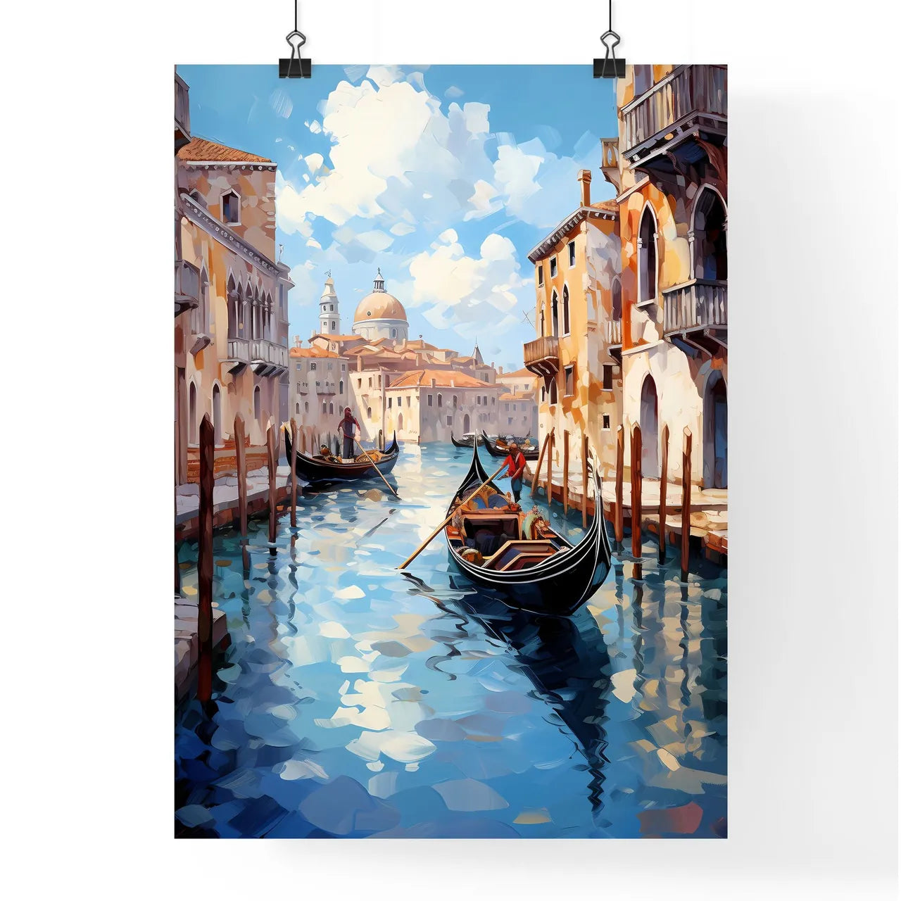 Amazing Venice - Artwork In Painting Style - A Gondolas On A Canal In A City Poster