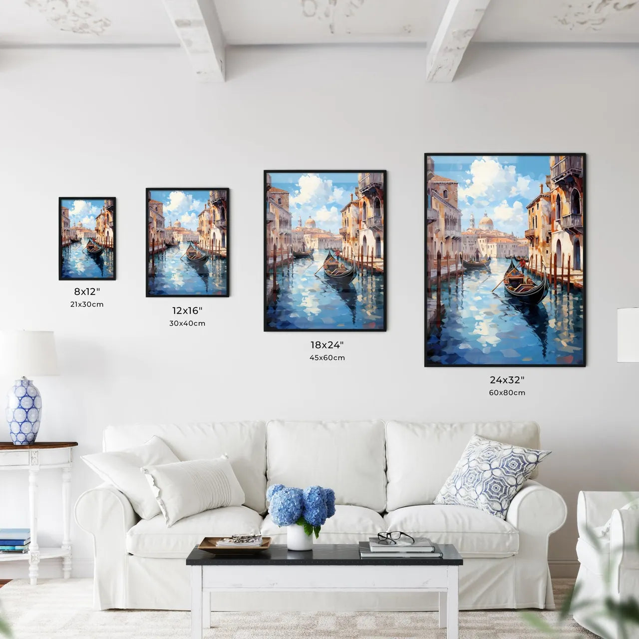 Amazing Venice - Artwork In Painting Style - A Gondolas On A Canal In A City Size Chart