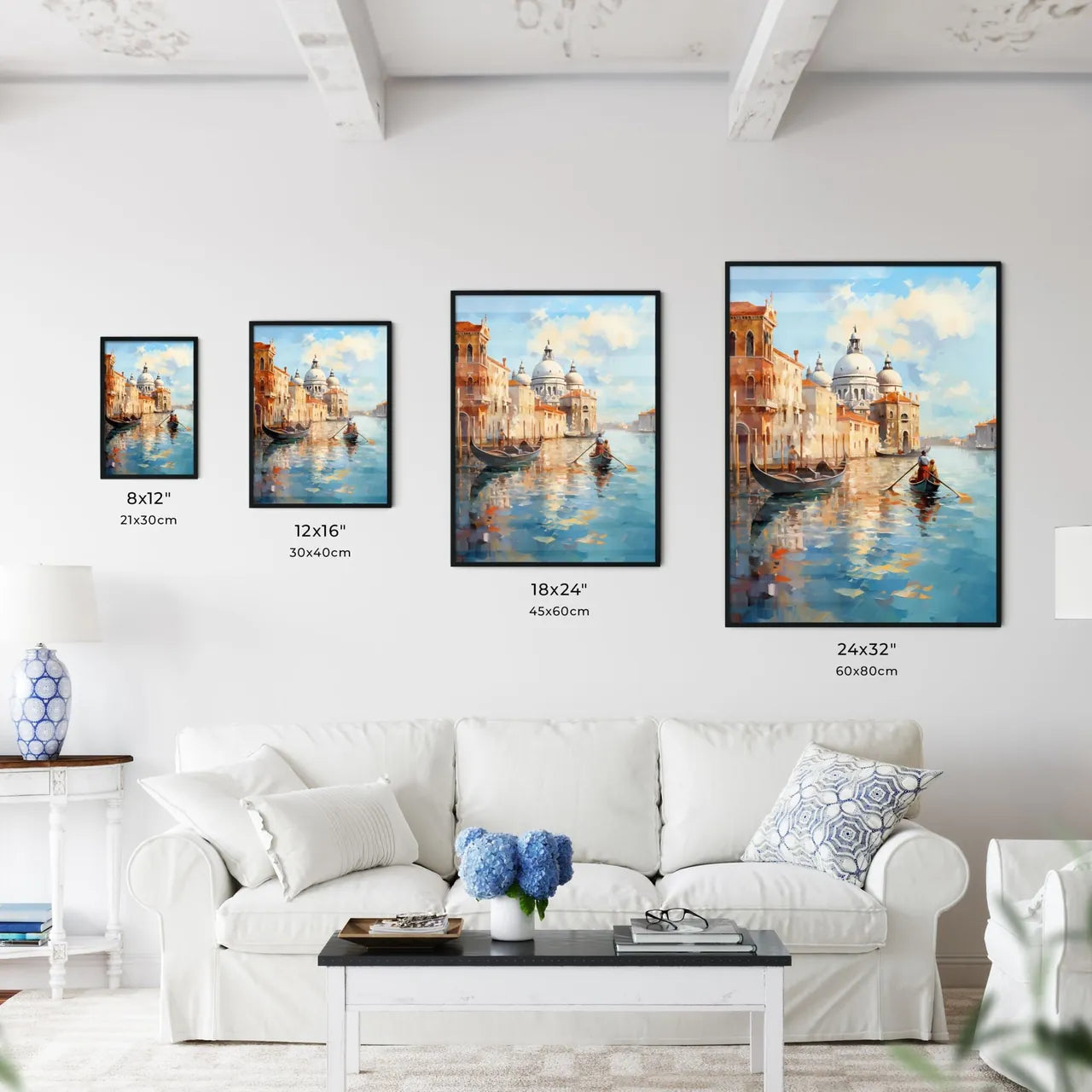 Amazing Venice - Artwork In Painting Style - A Painting Of A Canal With A Couple Of People In A Boat With Grand Canal In The Background Size Chart