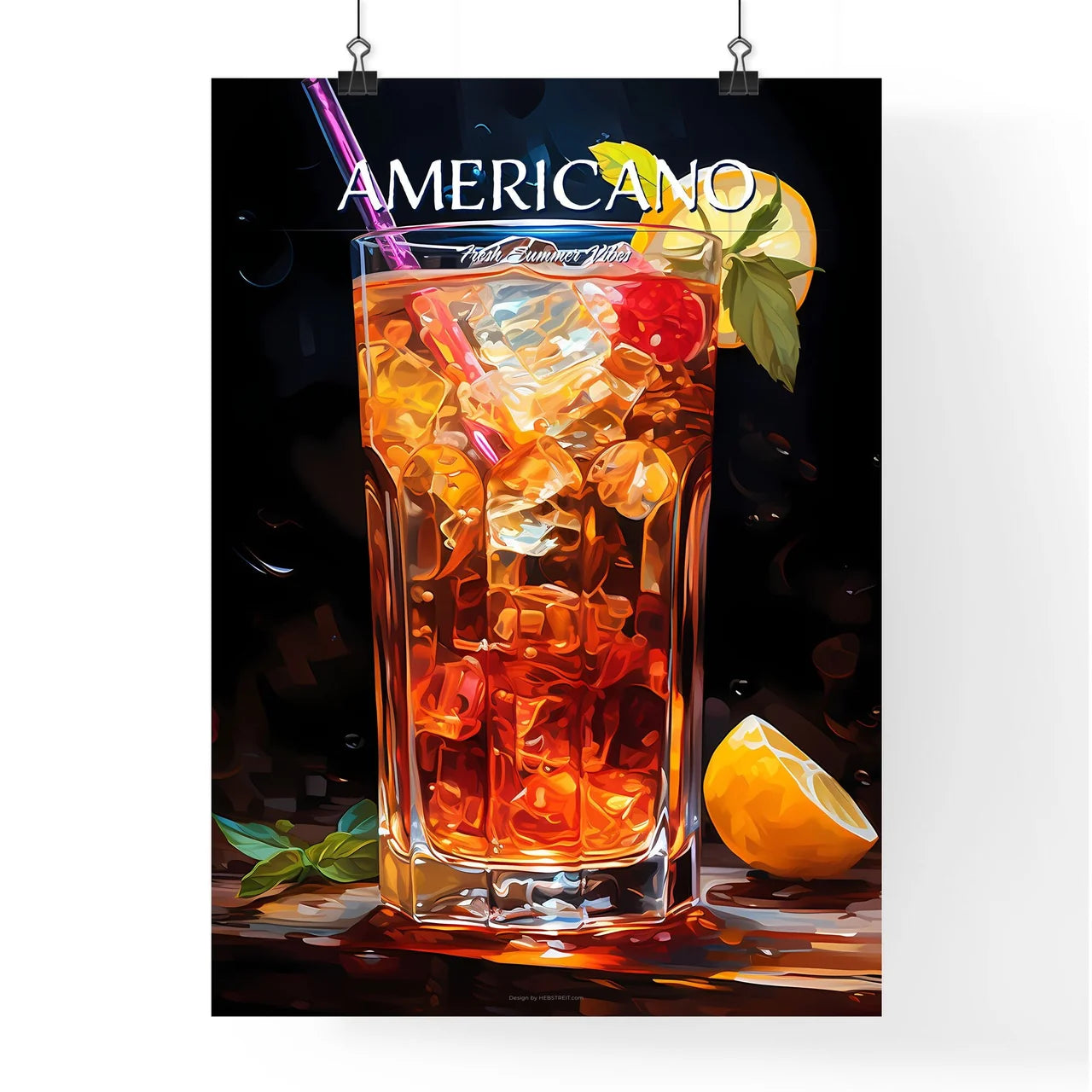 Americano Cocktail - A Glass Of Ice Tea With Poster