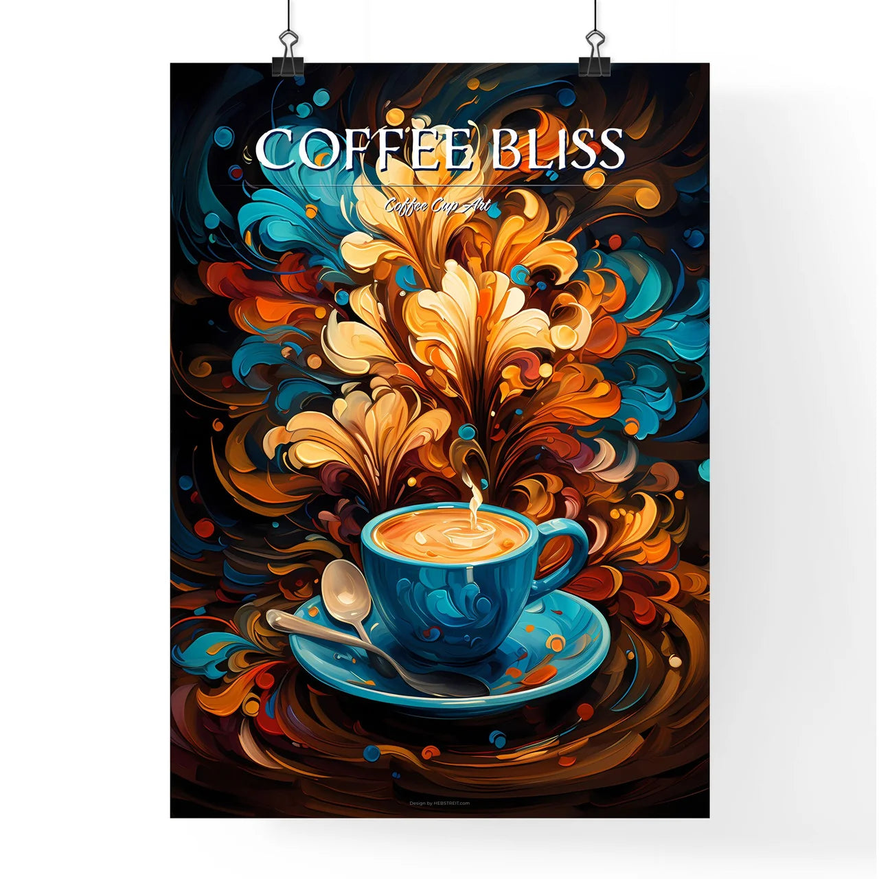 Arrangement Of Coffee Beans Into Shape Of Cu Poster