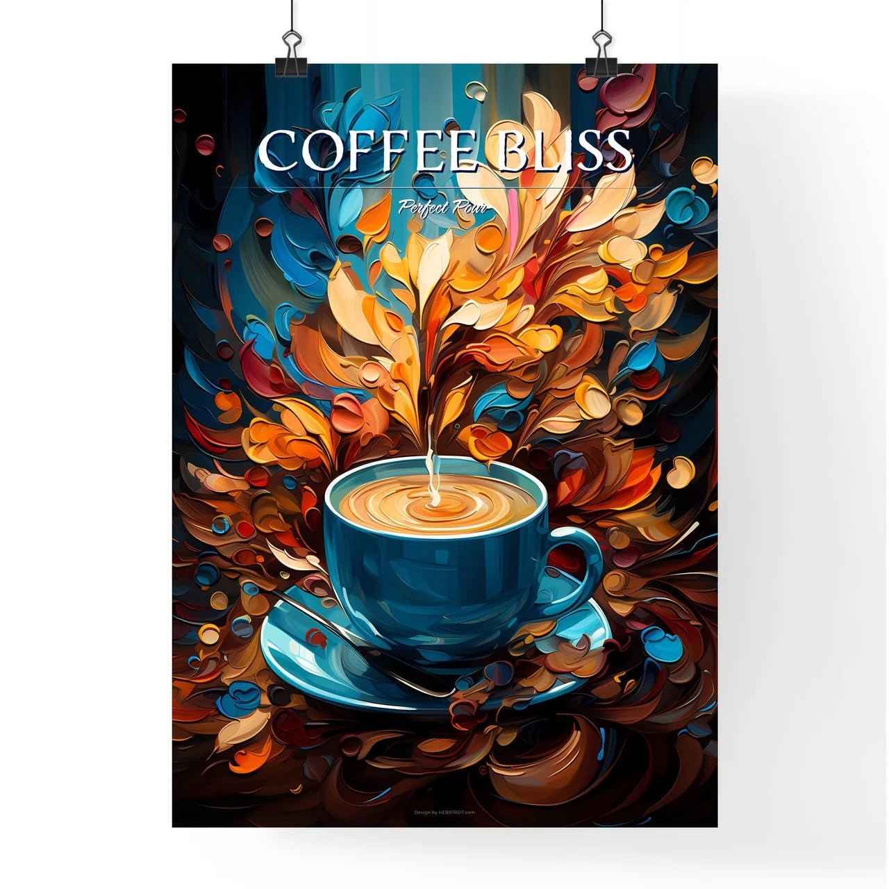 Arrangement Of Coffee Beans Into Shape Of Cu Poster