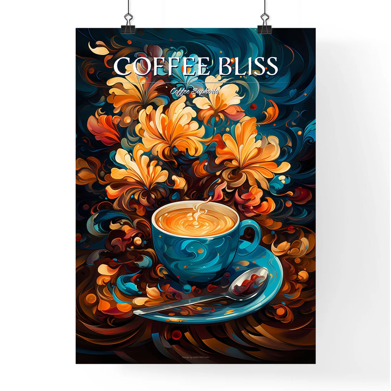 Arrangement Of Coffee Beans Into Shape Of Cu Poster