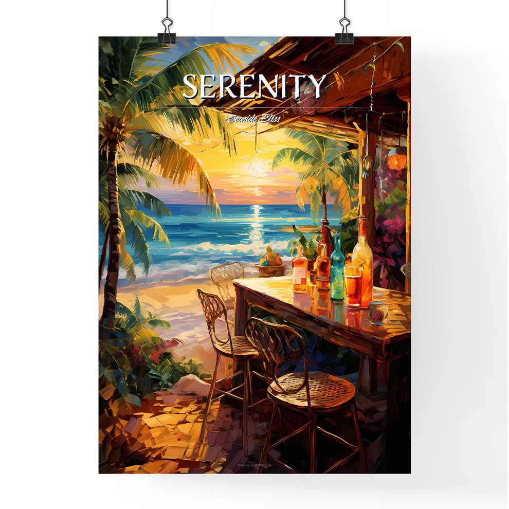 Art Summer Tropical Beach Wine Bar - A Table Poster
