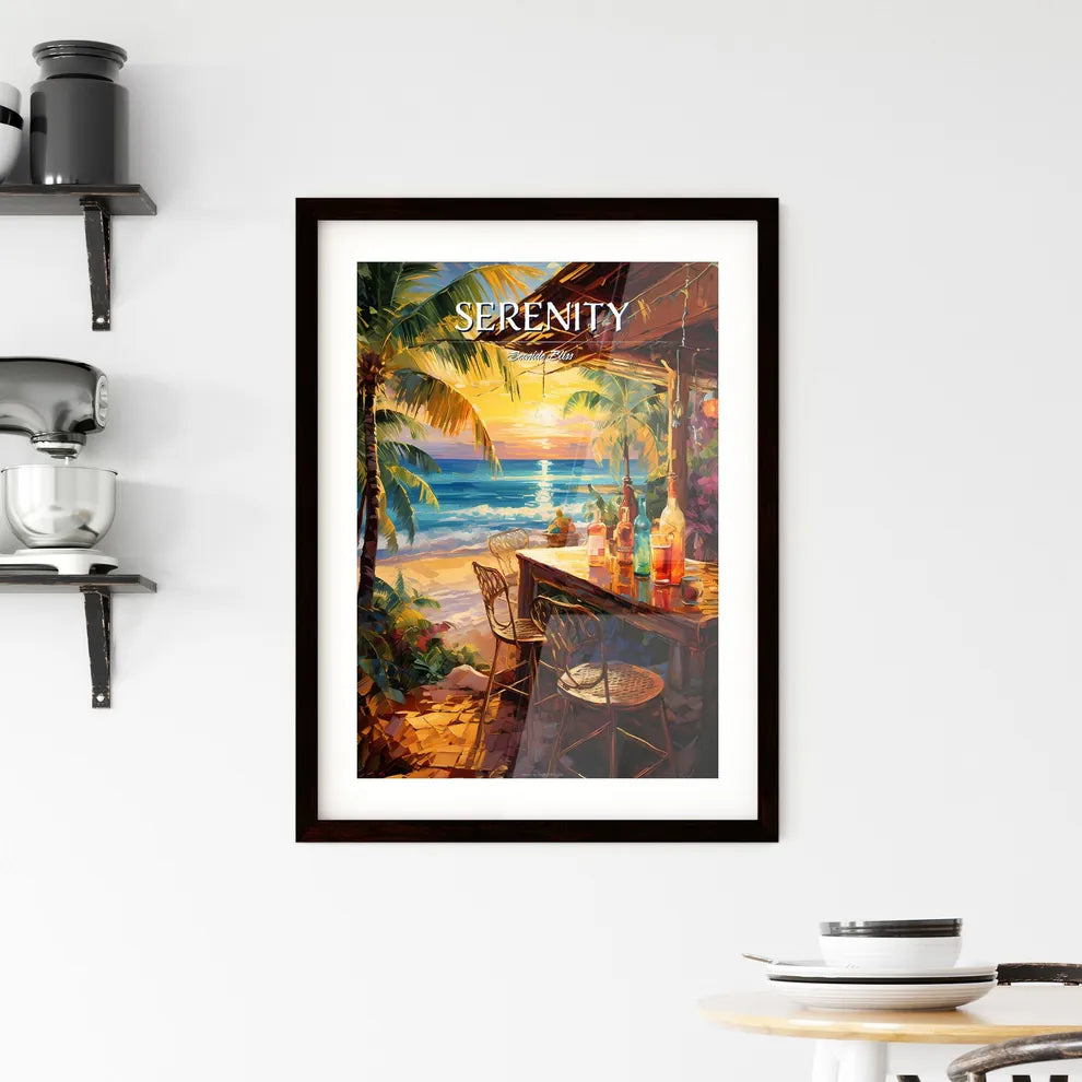 Art Summer Tropical Beach Wine Bar - A Table Framed Print