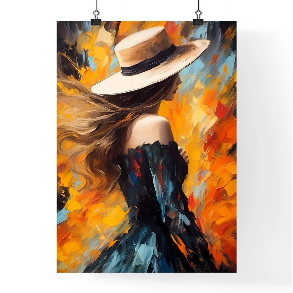 Back Of Woman With Big Hat And Shadow - A Pa Poster