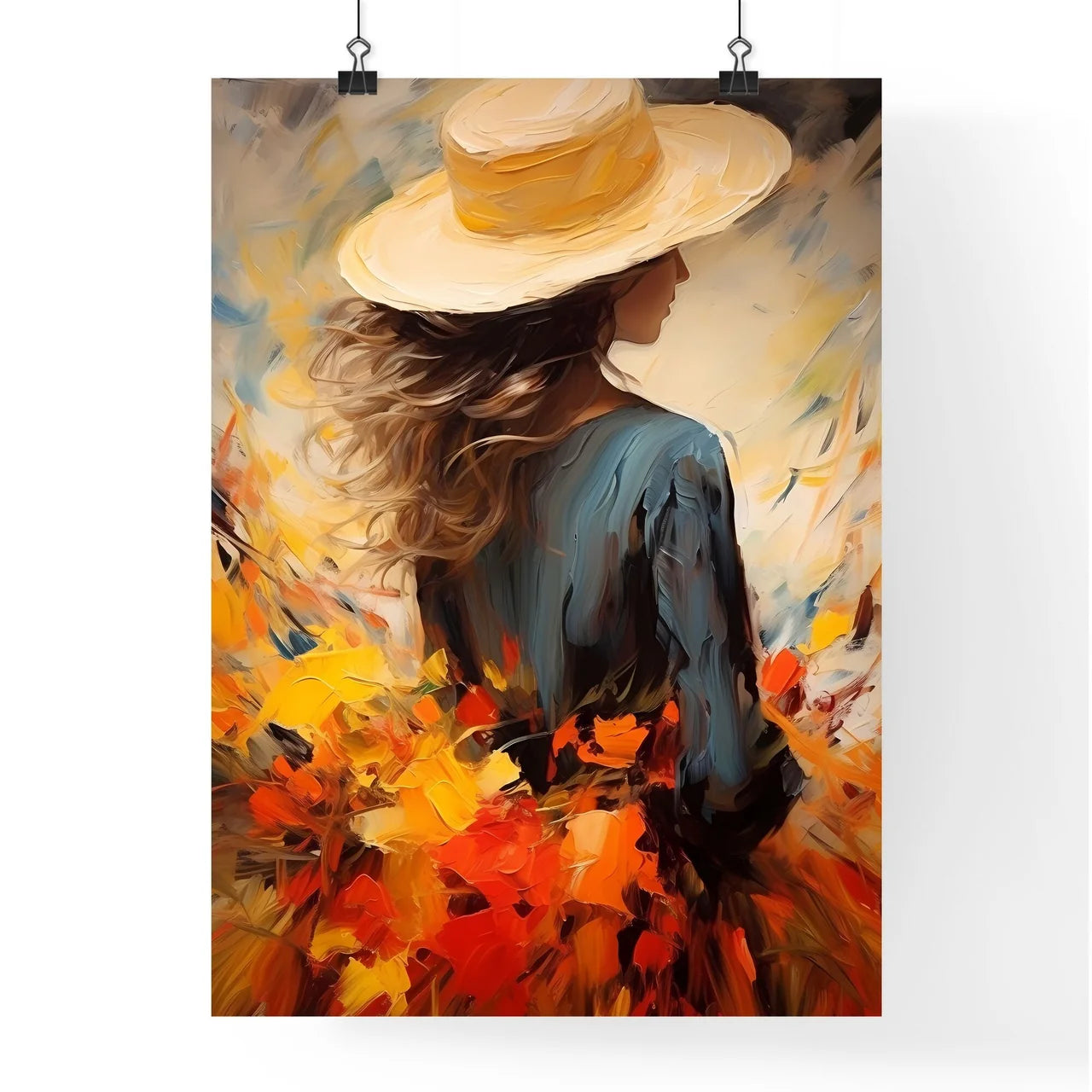 Back Of Woman With Big Hat And Shadow - A Pa Poster