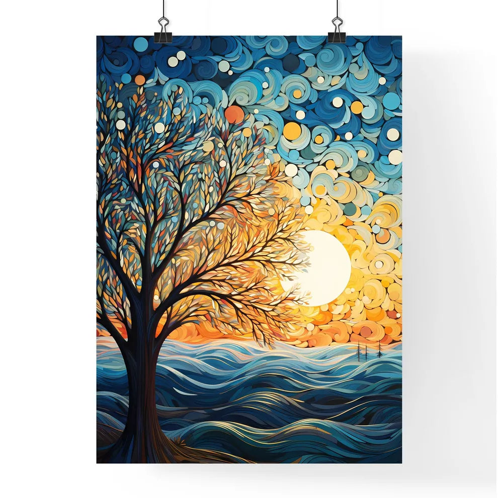 Background Of 5 Trees And Blue Sky - A Tree  Poster