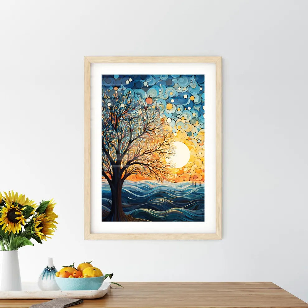 Background Of 5 Trees And Blue Sky - A Tree  Framed Print