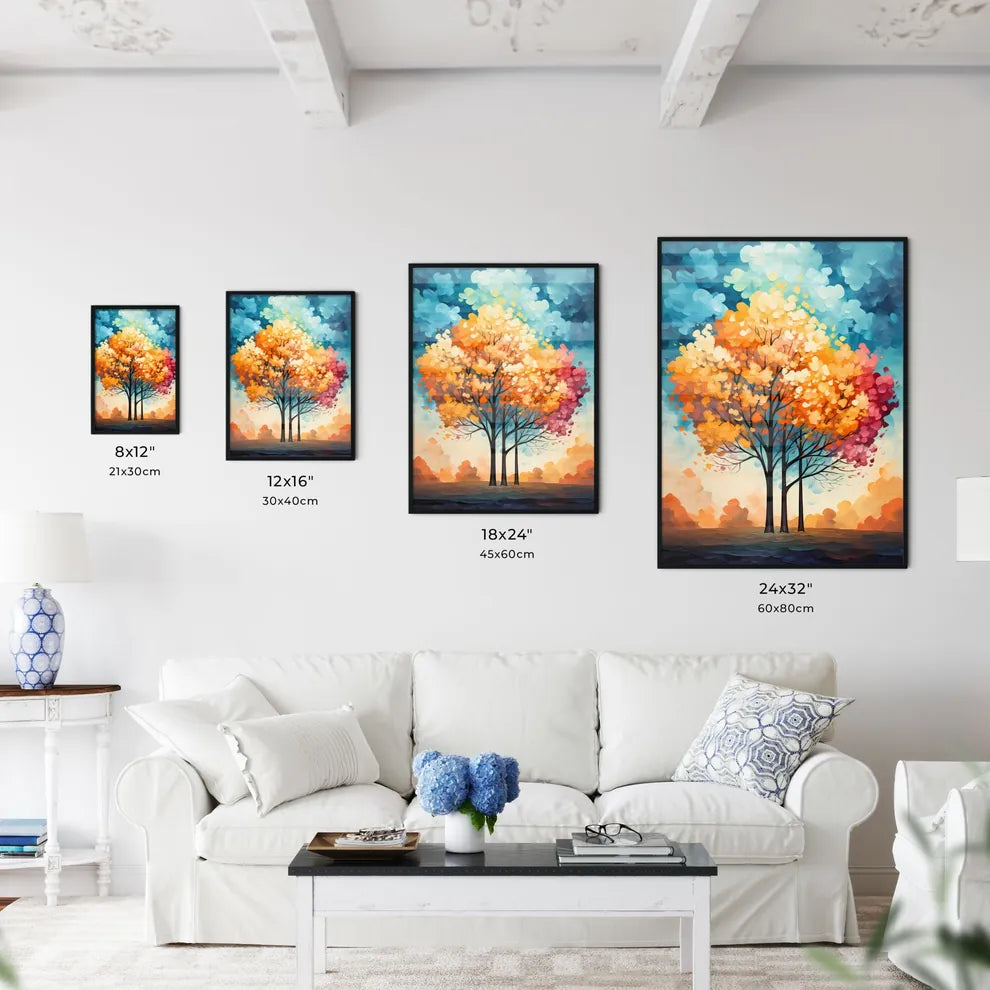 Background Of 5 Trees And Blue Sky - A Paint - Kitchen Hangings