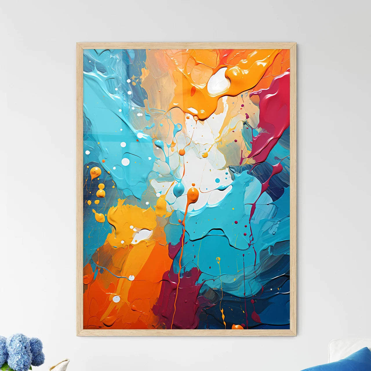 Background With Oil Ink Drops - A Colorful P - Framed Art Print