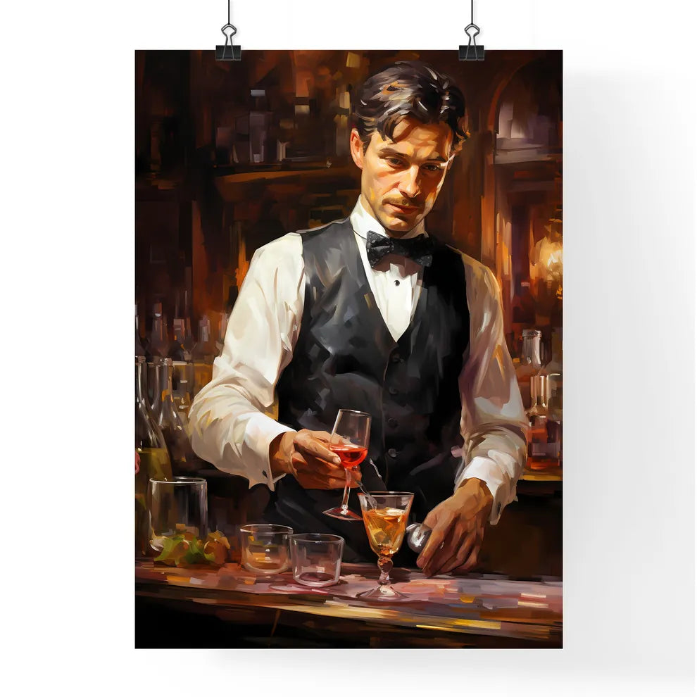 Bartender In Formal Dress Is Serving Cocktail Drinks  Poster