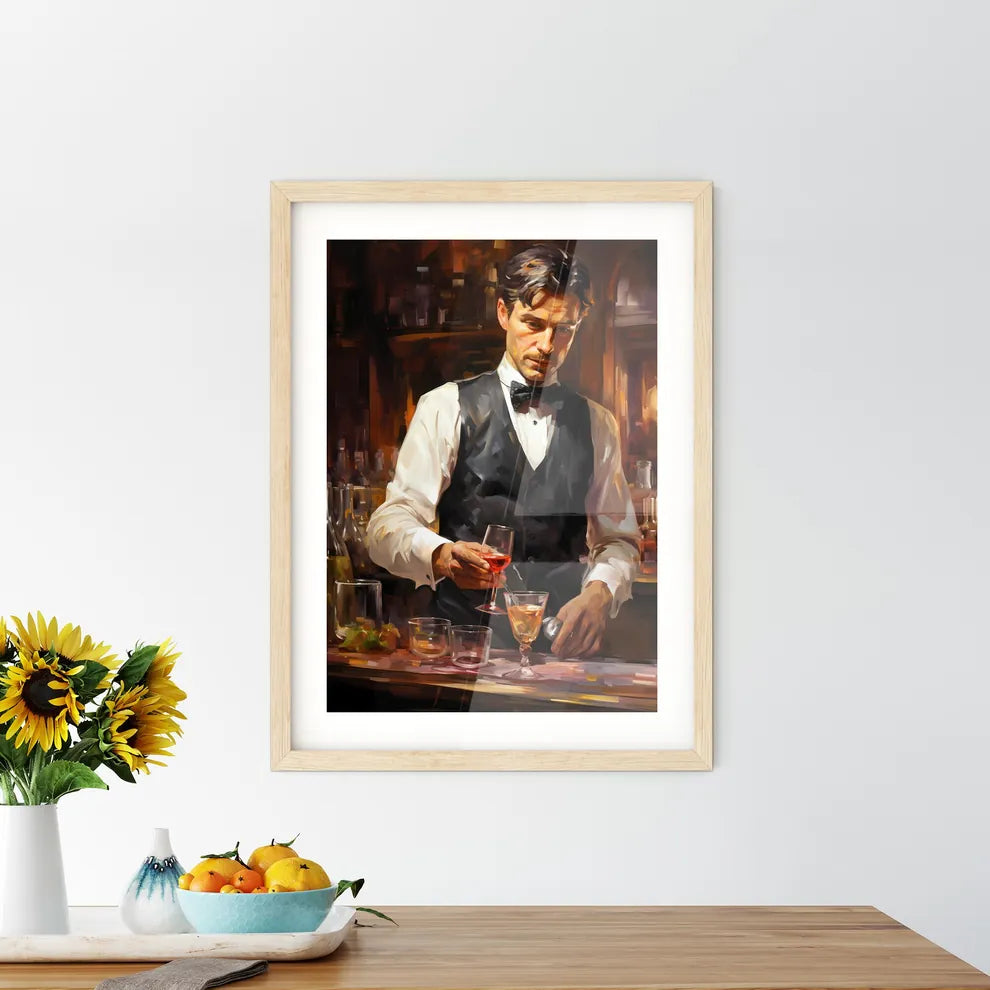 Bartender In Formal Dress Is Serving Cocktail Drinks  Hangings
