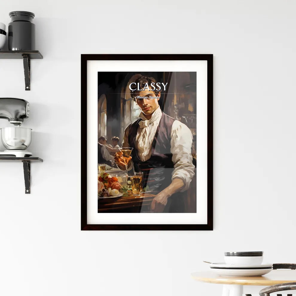 Bartender In Formal Dress Is Serving Cocktai Framed Print
