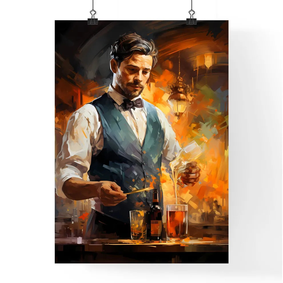 Bartender In Formal Dress Is Serving Cocktail Drinks  Poster