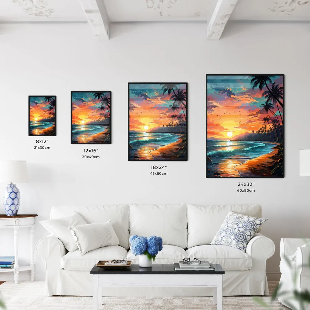 Beach Paradise Sunset With Tropical Palm Tre - Kitchen Hangings