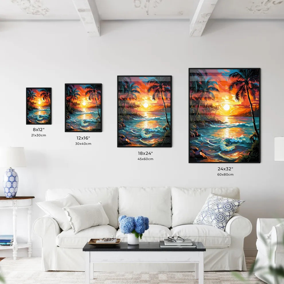 Beach Paradise Sunset With Tropical Palm Tre - Kitchen Hangings