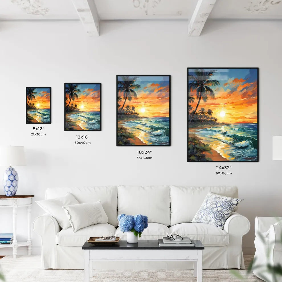 Beach Paradise Sunset With Tropical Palm Tre - Kitchen Hangings