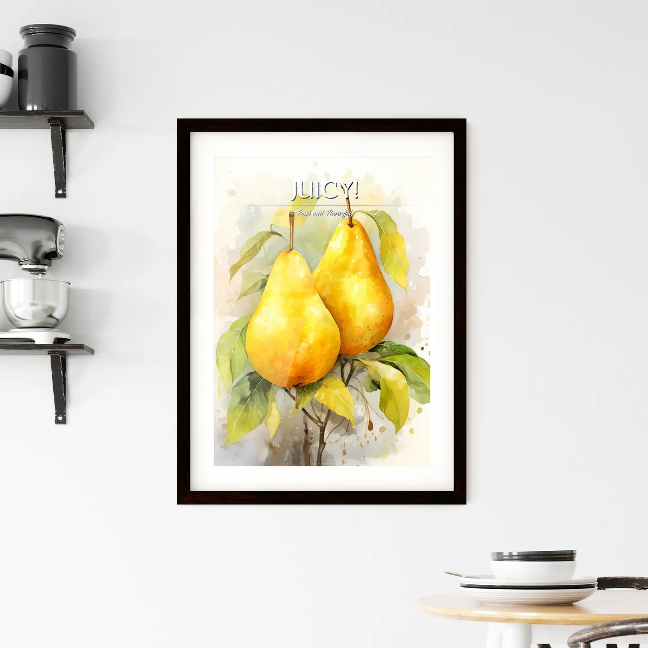 Beautiful Ripe Yellow Pears On A White Backg Framed Print