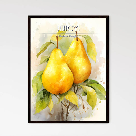 Beautiful Ripe Yellow Pears On A White Backg - Framed Art Print