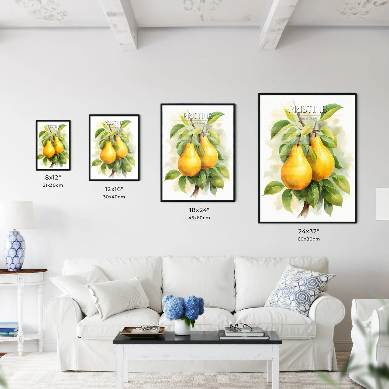 Beautiful Ripe Yellow Pears On A White Backg - Kitchen Hangings
