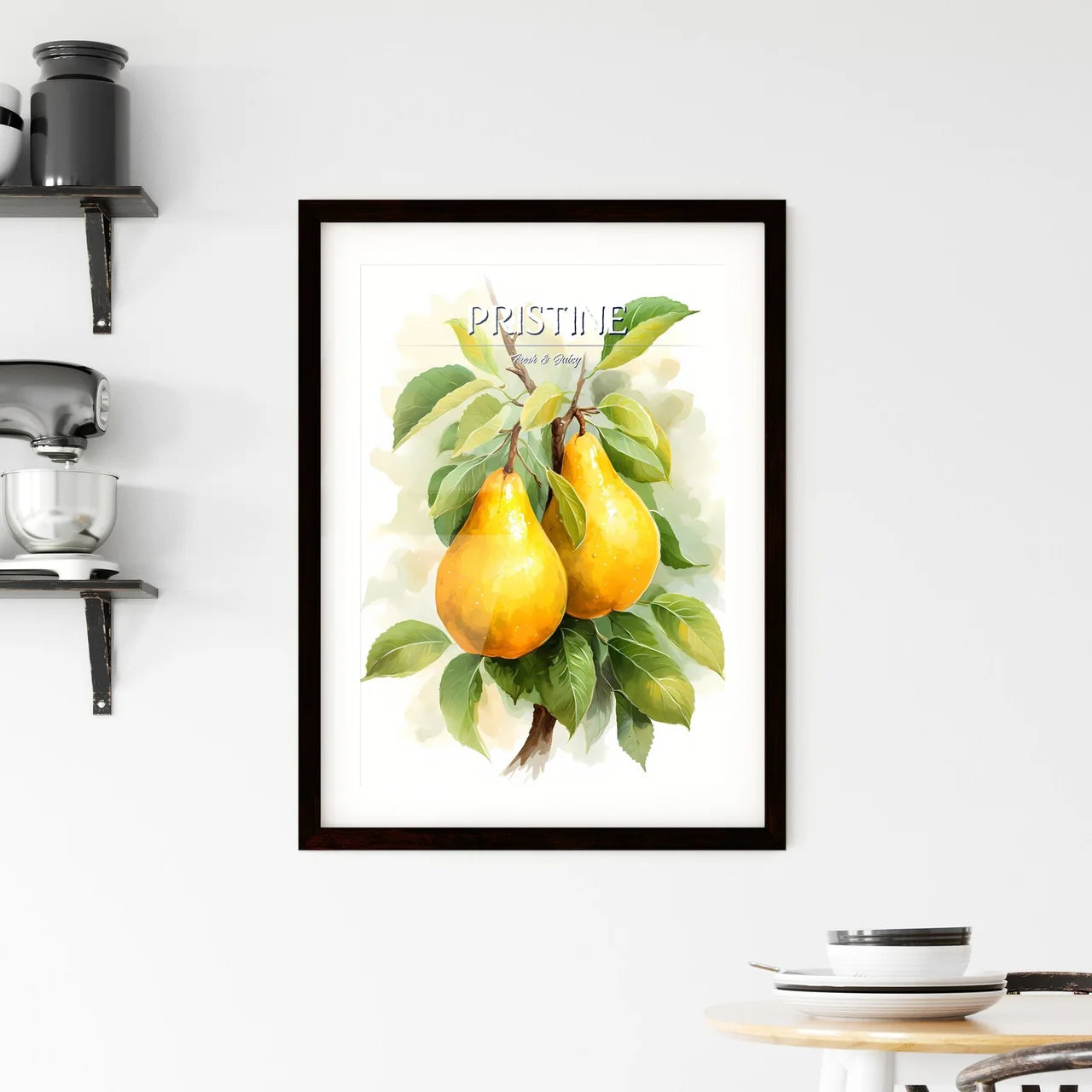 Beautiful Ripe Yellow Pears On A White Backg Framed Print