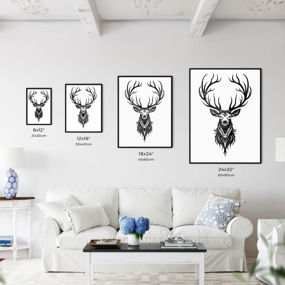 Black Silhouette Stag On White Background  Size Chart