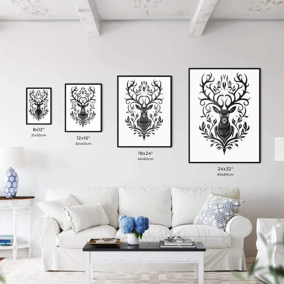 Black Silhouette Stag On White Background  Size Chart