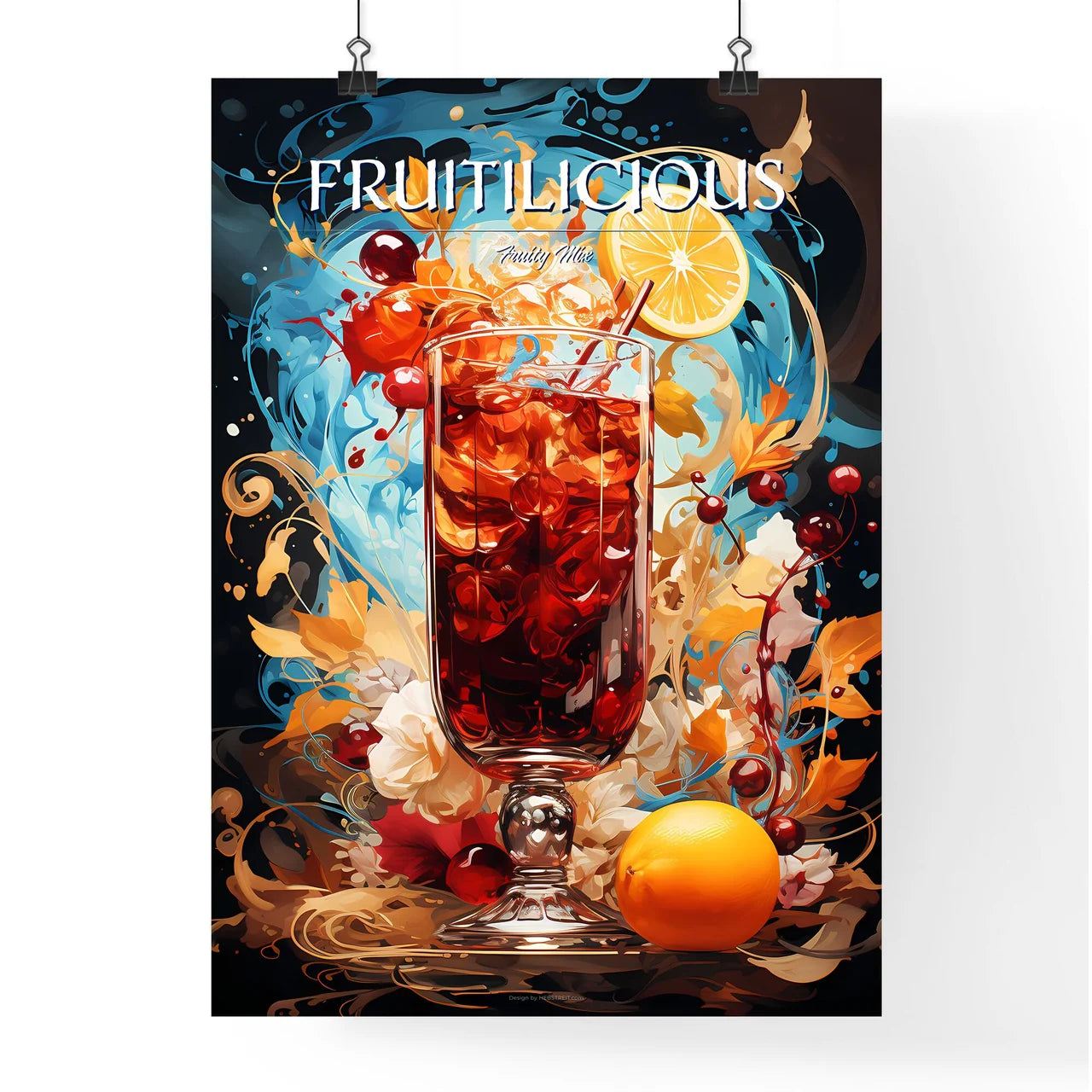 Blood And Sand Cocktail - A Glass With Ice A Poster