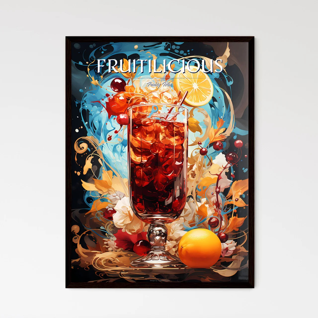 Blood And Sand Cocktail - A Glass With Ice A - Framed Art Print