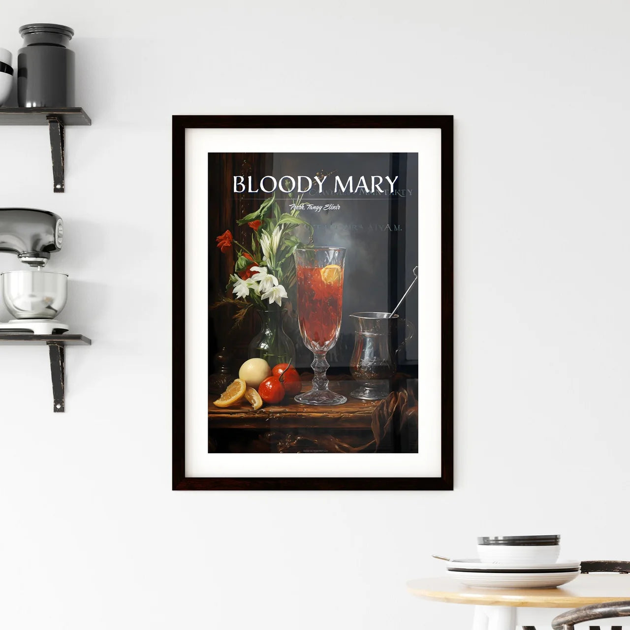Bloody Mary Cocktail - A Glass Of Liquid And Framed Print