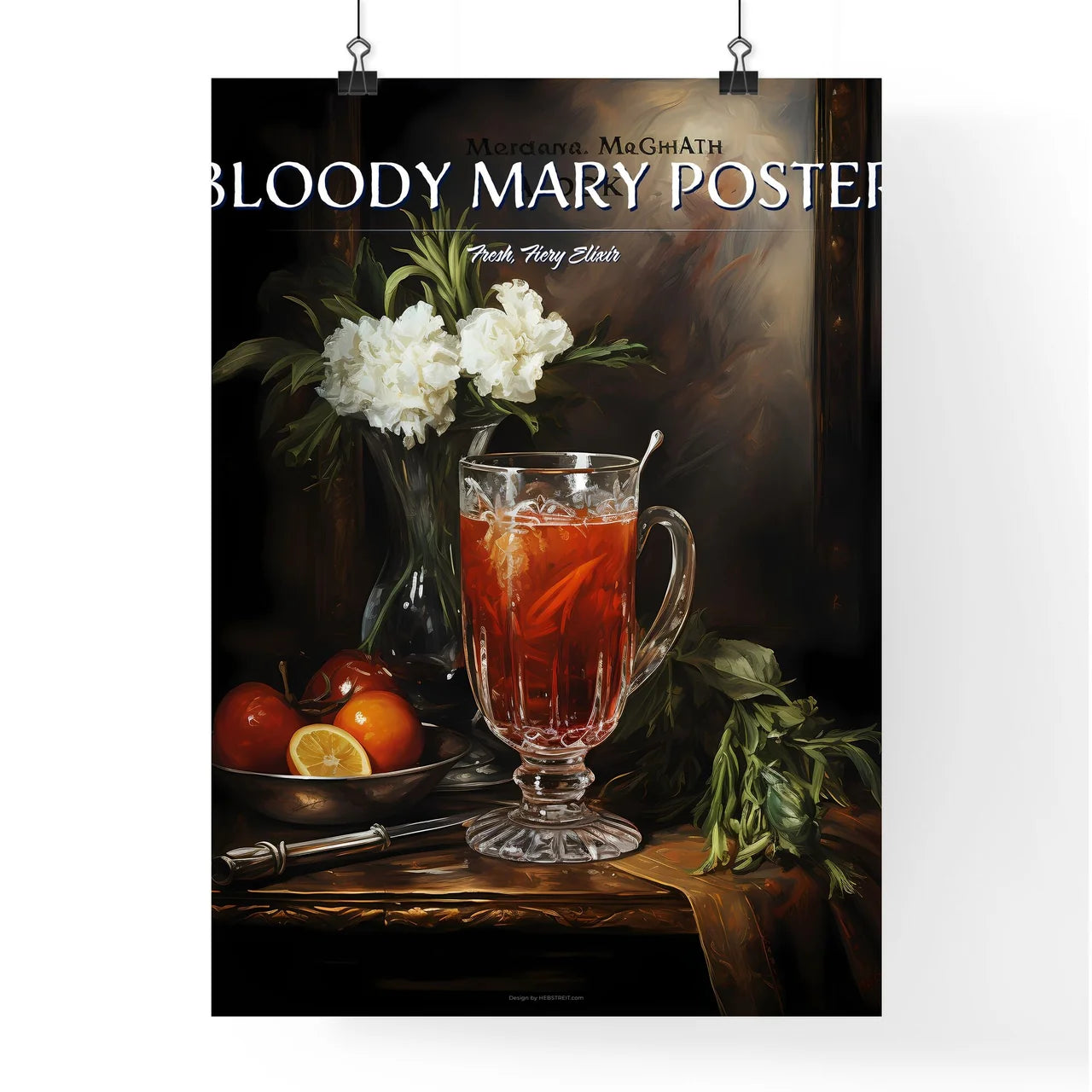 Bloody Mary Cocktail - A Glass Of Liquid And Poster