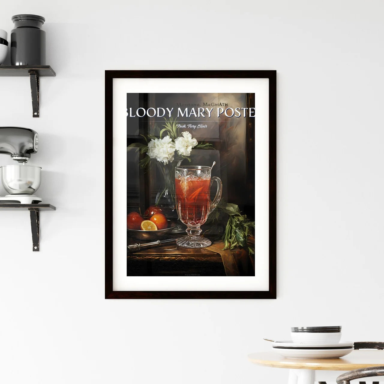 Bloody Mary Cocktail - A Glass Of Liquid And Framed Print
