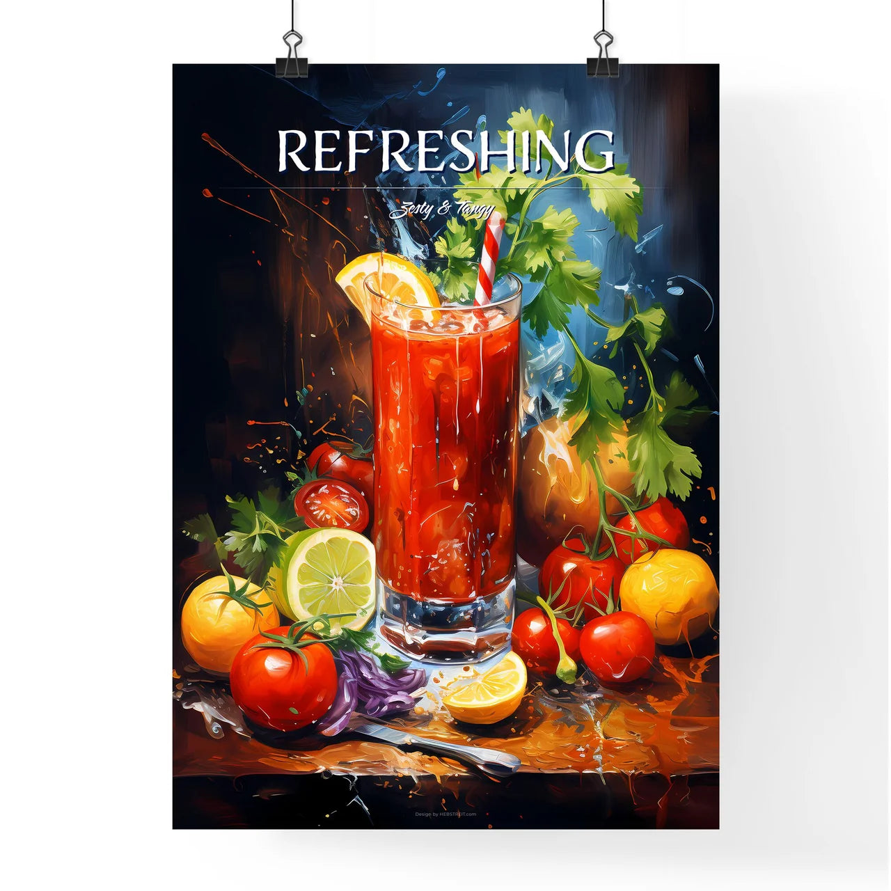 Bloody Mary Cocktail - A Glass Of Red Liquid Poster