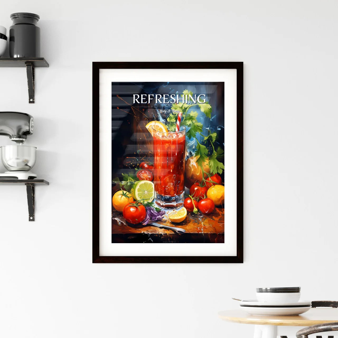 Bloody Mary Cocktail - A Glass Of Red Liquid Framed Print