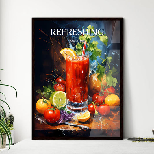 Bloody Mary Cocktail - A Glass Of Red Liquid - Framed Art Print