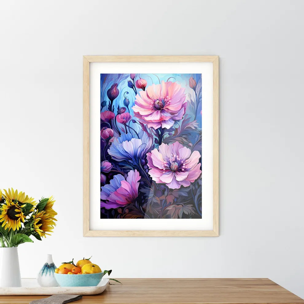 Blue Flowers For Window Curtain Or Fabric -  Framed Print