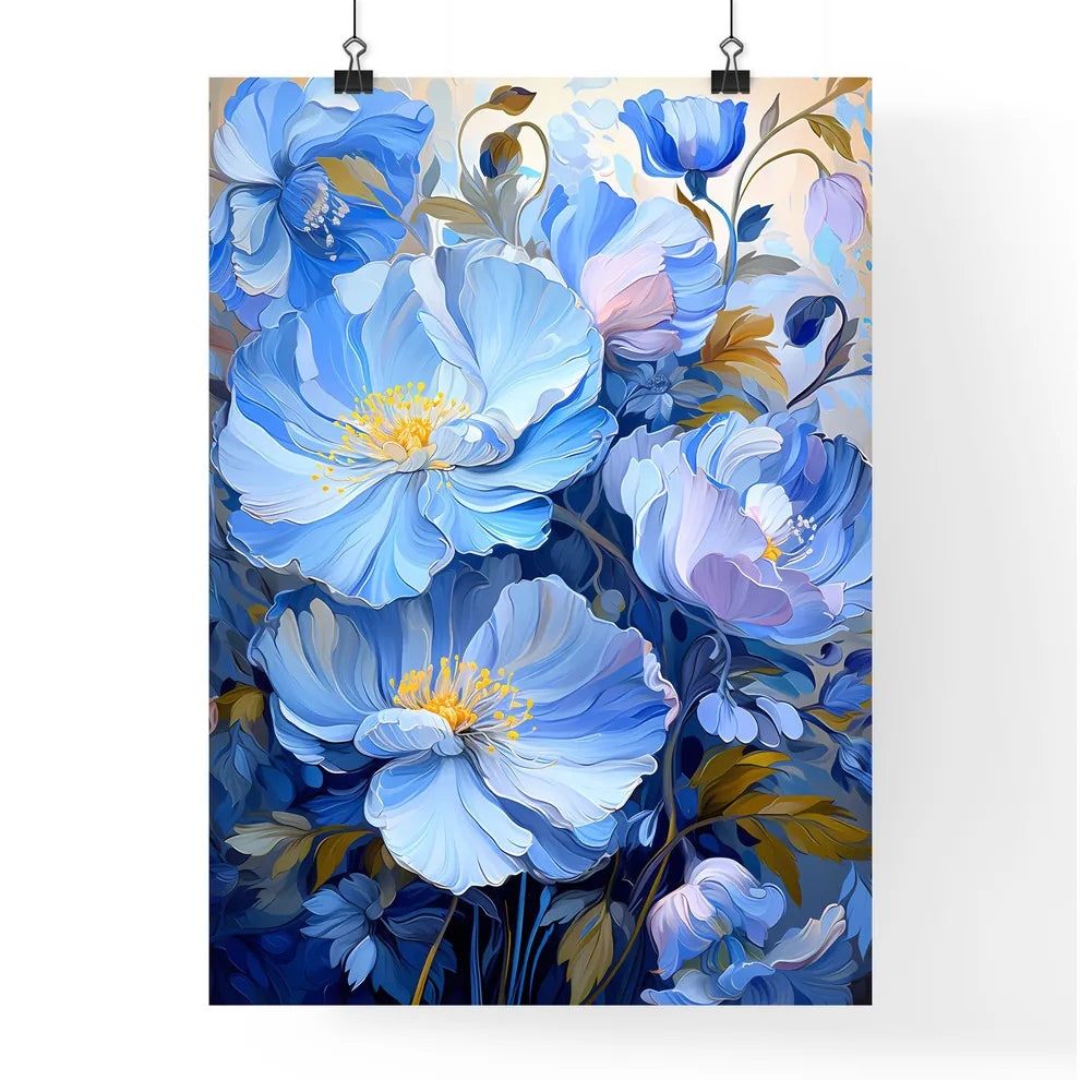 Blue Flowers For Window Curtain Or Fabric -  Poster