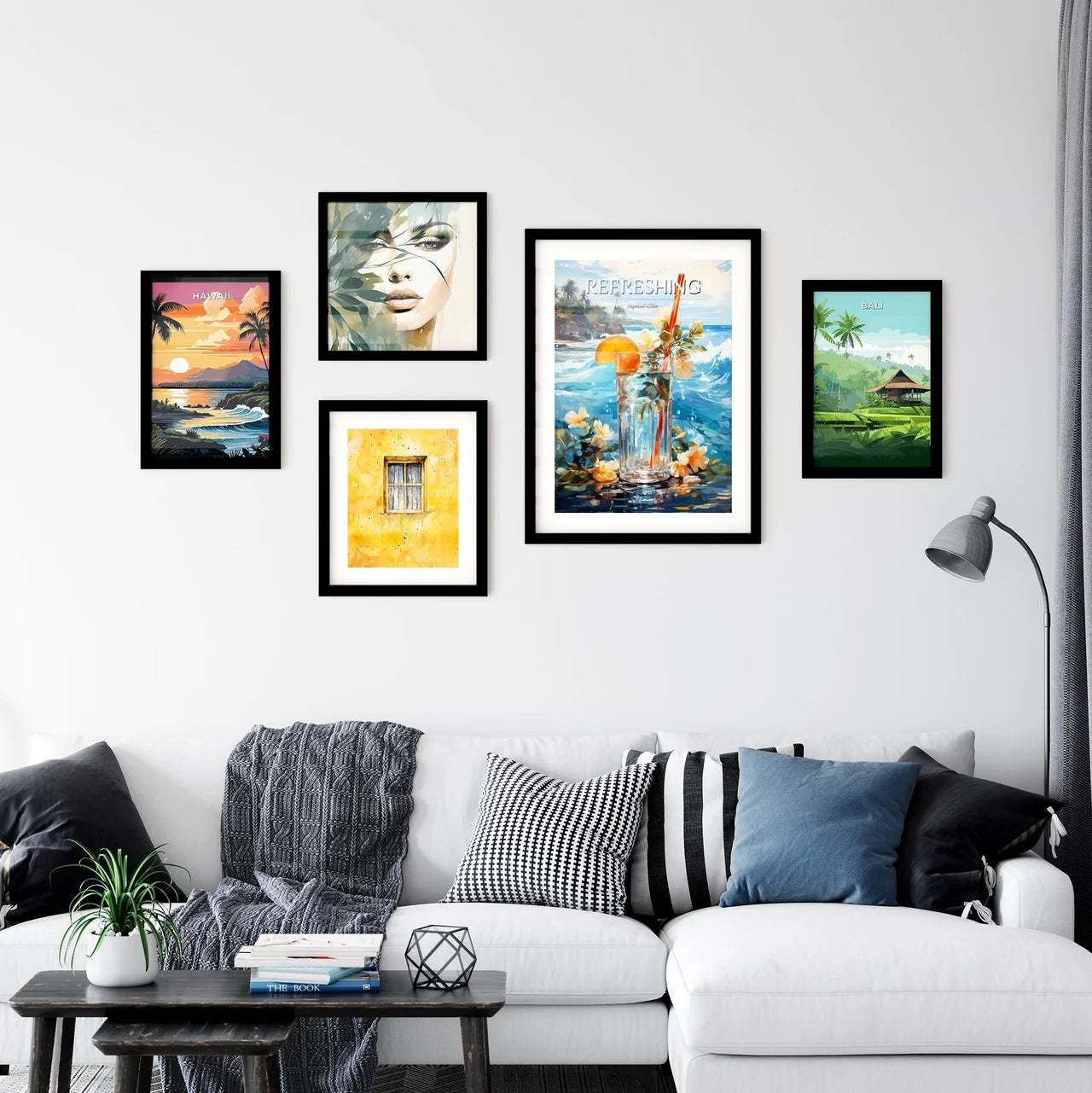 Blue Hawaii Drink - A Glass Of Water With Fl Wall Art