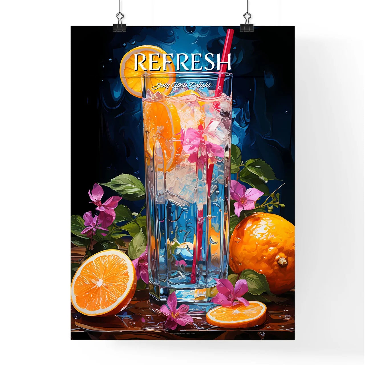 Blue Hawaii Drink - A Glass Of Water With Or Poster