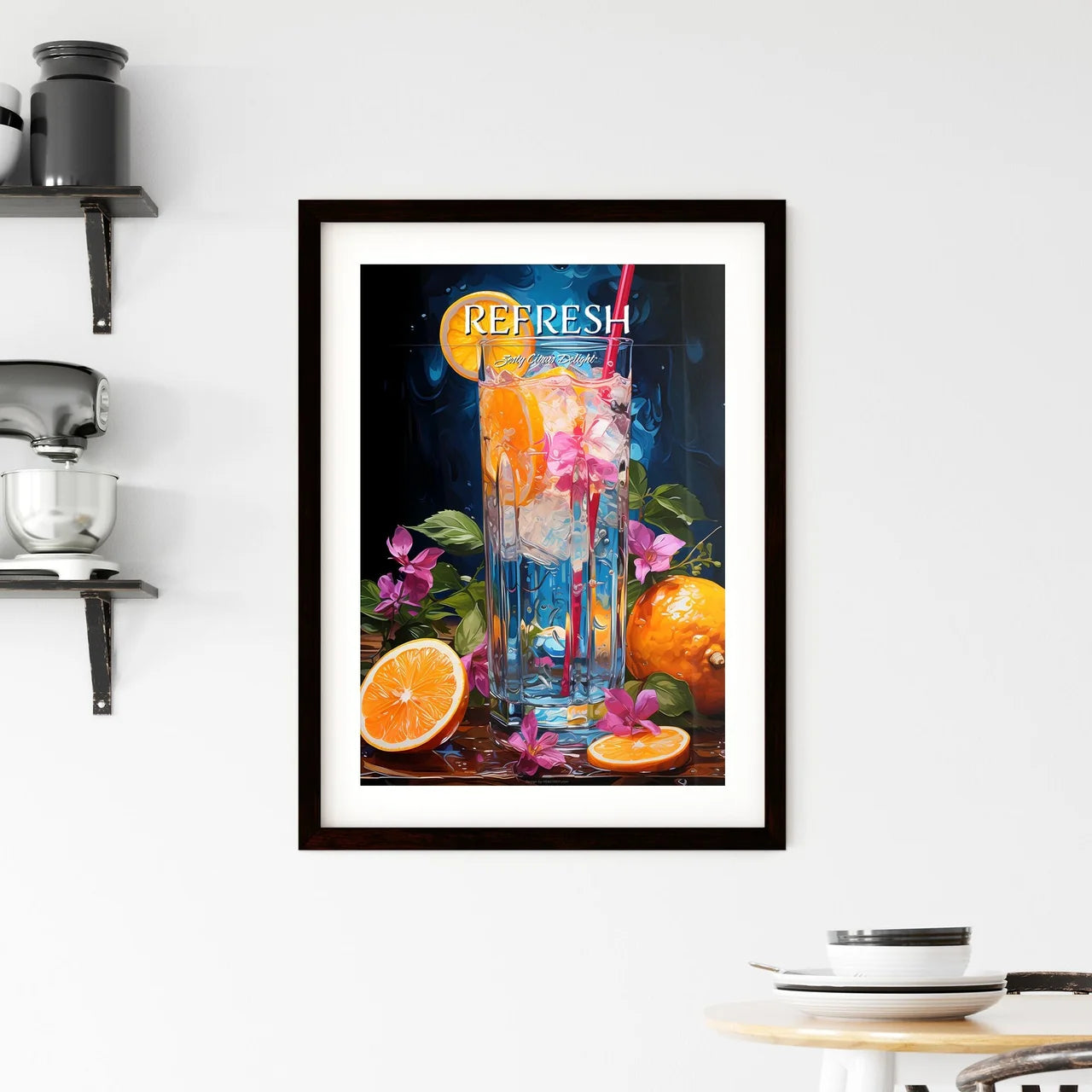 Blue Hawaii Drink - A Glass Of Water With Or Framed Print