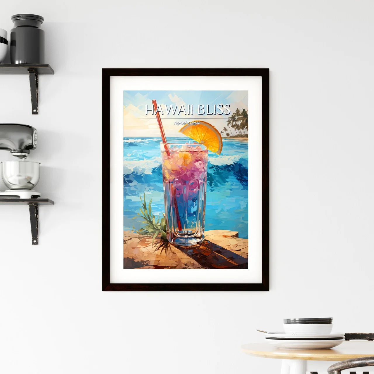Blue Hawaii Drink - A Glass With A Drink And Framed Print