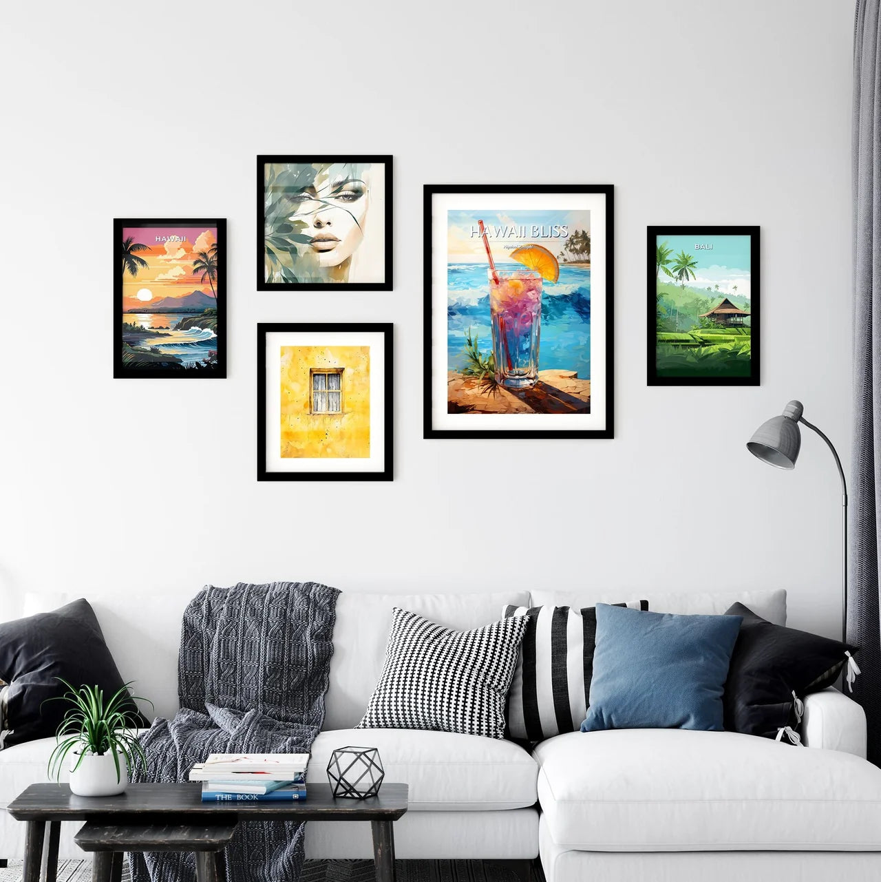 Blue Hawaii Drink - A Glass With A Drink And Wall Art
