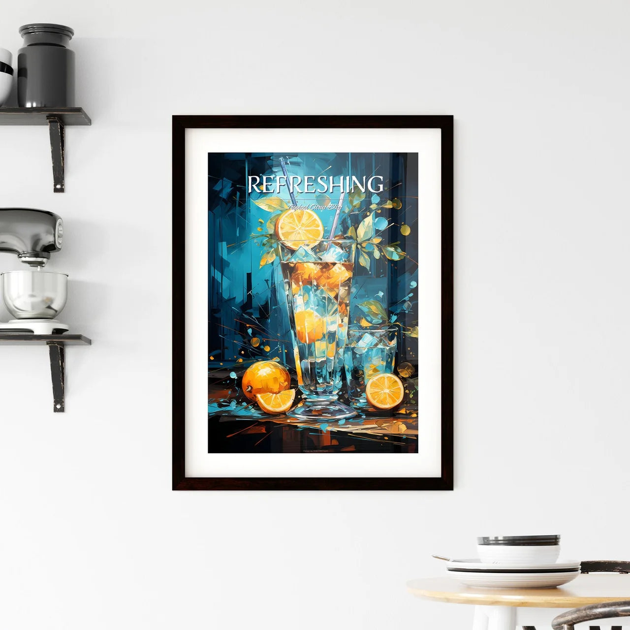 Blue Lagoon Cocktail - A Glass Of Ice And Or Framed Print