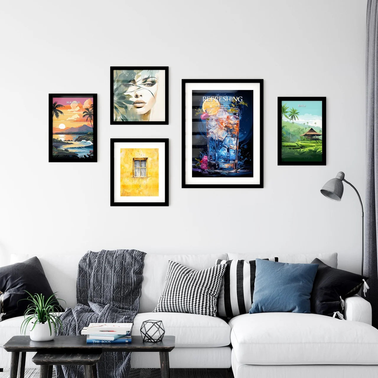 Blue Lagoon Cocktail - A Glass Of Ice And A  Wall Art