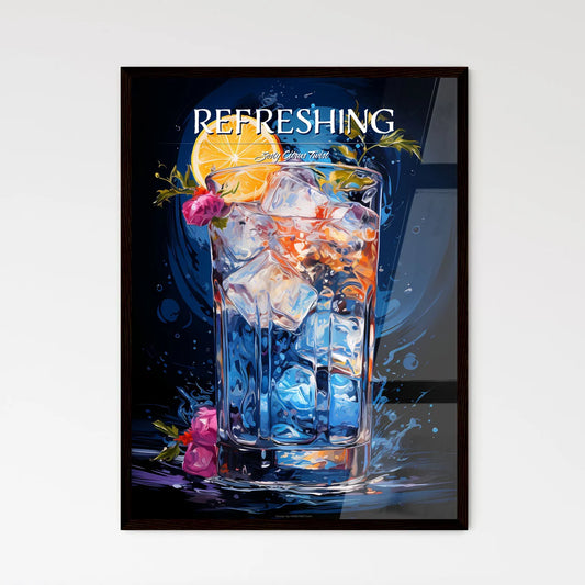 Blue Lagoon Cocktail - A Glass Of Ice And A  - Framed Art Print